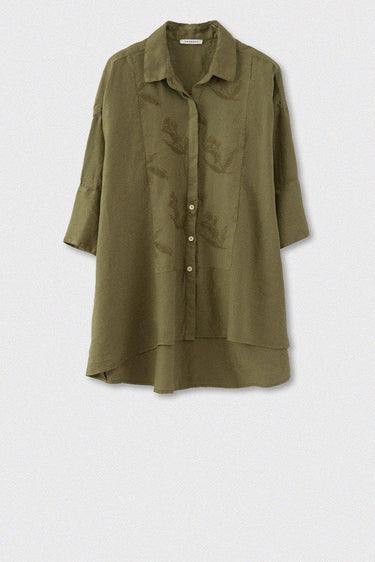 Embroidered Linen Shirt-Shirt-Rosso35-Debs Boutique
